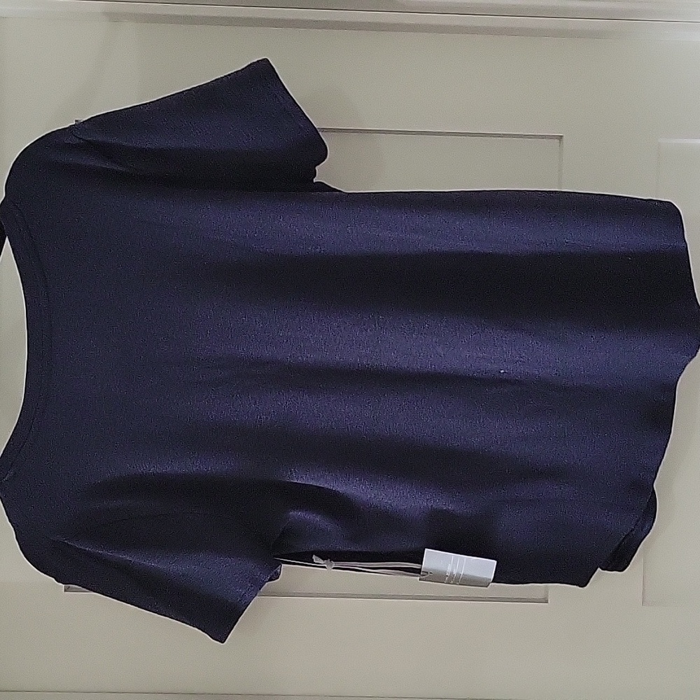 Marled Deep Navy V-Neck Pocket Short Sleeve Tee - Picture 2 of 7